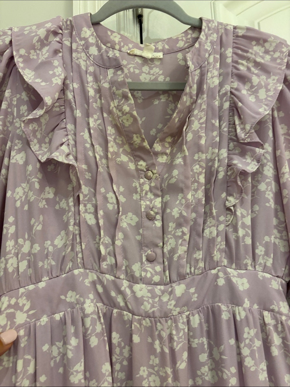 Lavender Floral Ruffle Mini Dress - Picture 3 of 7